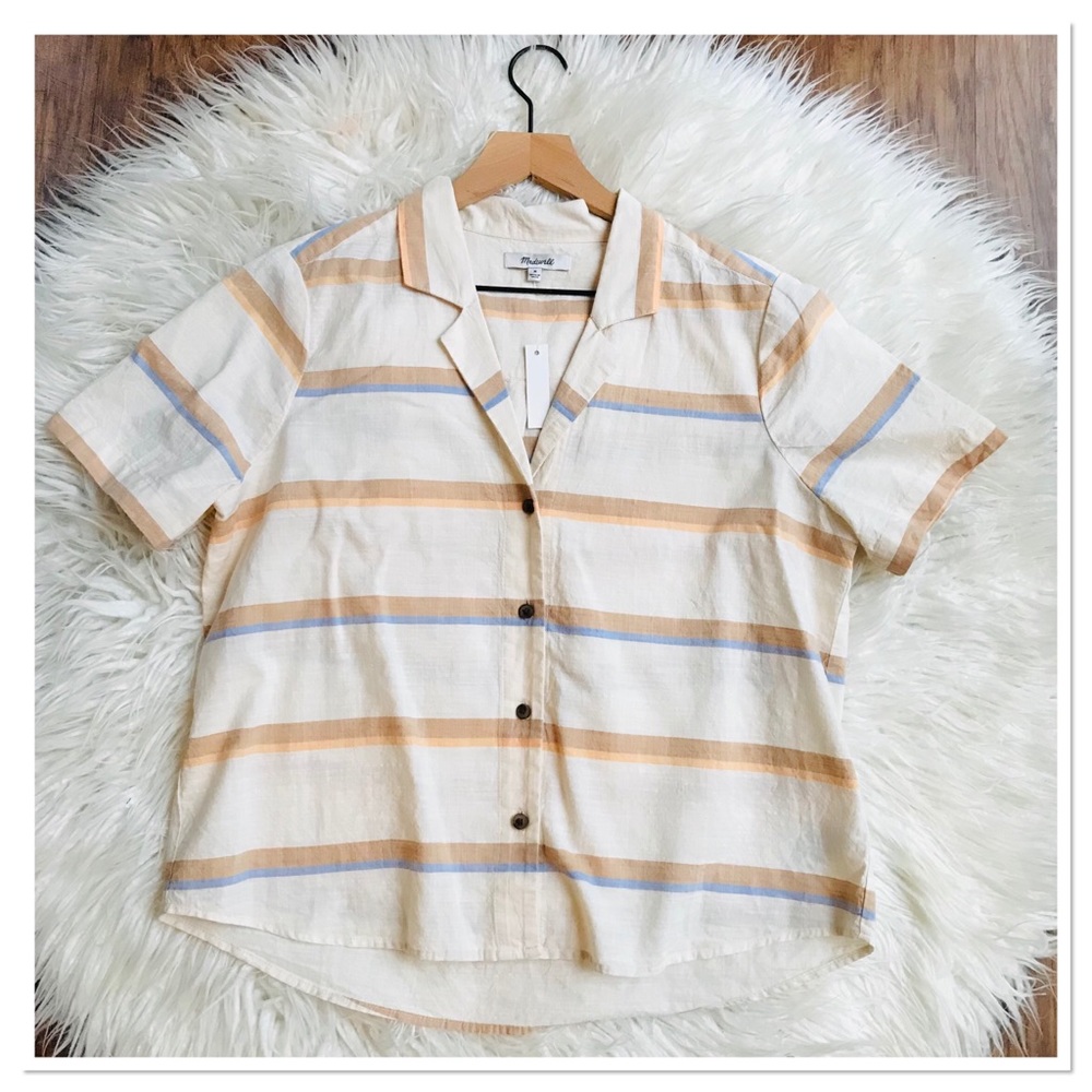 COPY - Madewell Camp Shirt In Stripe Light Breezy Button Up Shirt Women’s Size …